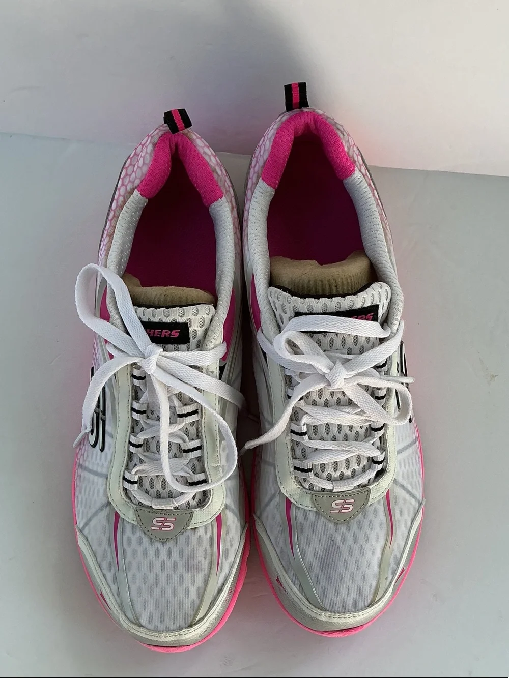 Skechers White and Hot Pink Women's Running Shoes